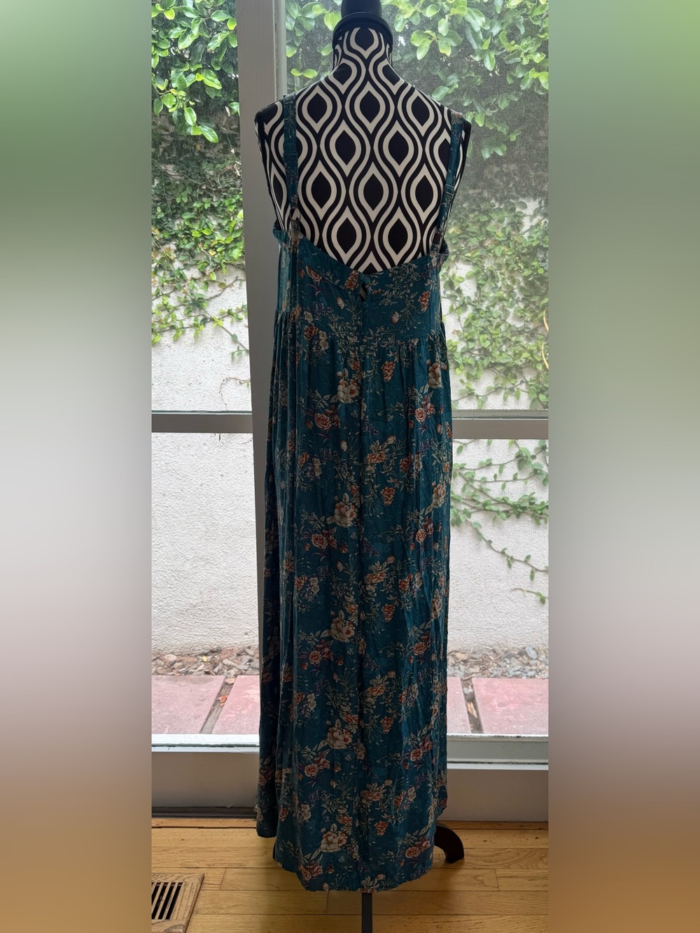 Natural Life Teal Floral Bobo Maxi with Side Slit - Picture 3 of 11